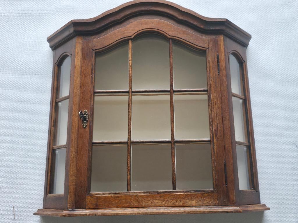 Wandvitrinekast ( eikenhout), Klassiek, Eikenhout, Minder dan 25 cm, Minder dan 100 cm