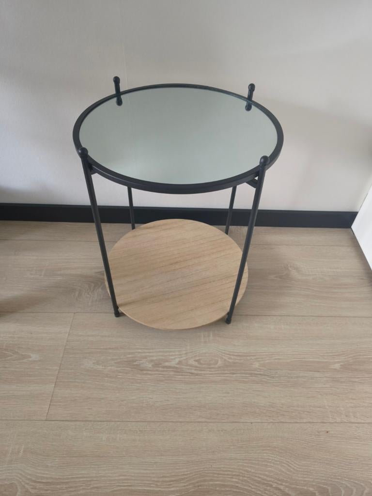 Bijzettafel rond met spiegelglas, Ophalen, Rond, 45 tot 60 cm
