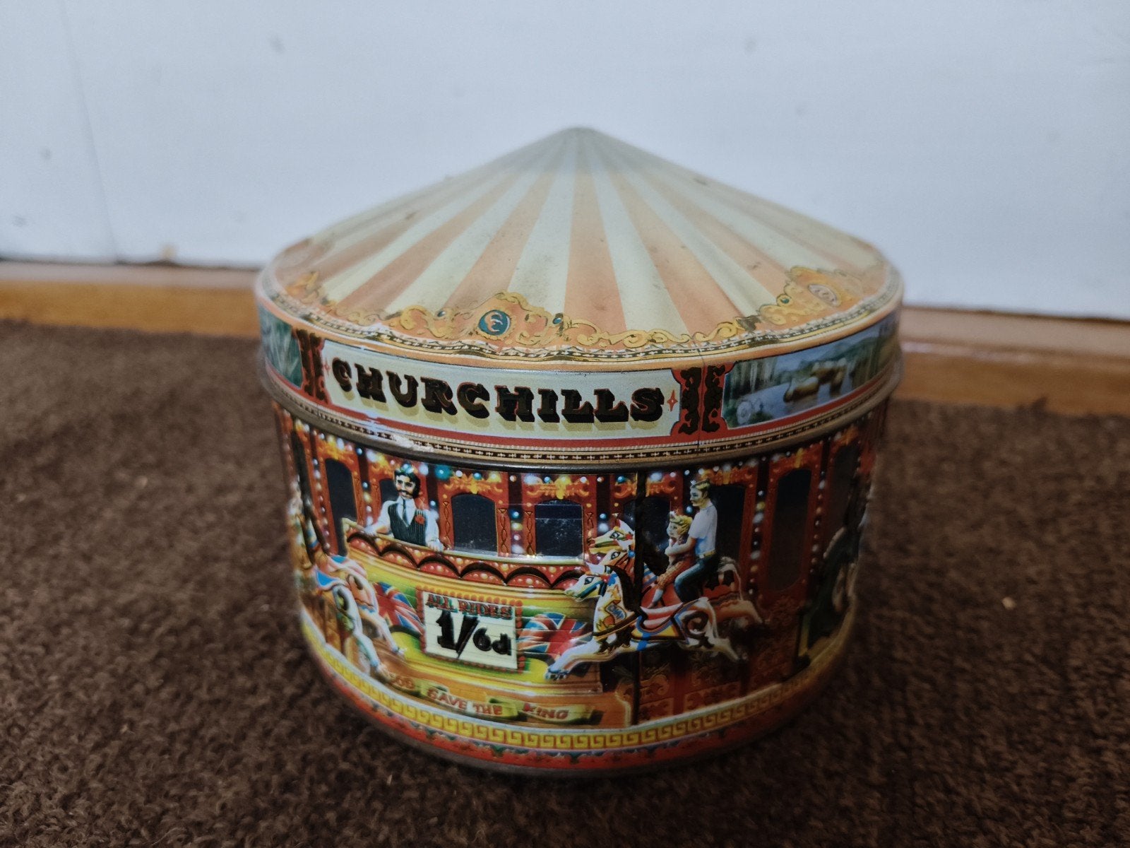 Churchill's Carrousel blik - Vintage snoepblik, Ophalen of Verzenden, Gebruikt, Overige, Overige merken
