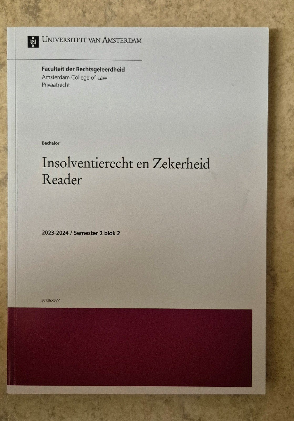 Reader Insolventierecht en Zekerheid UvA 2023-2024, Boeken, Ophalen of Verzenden