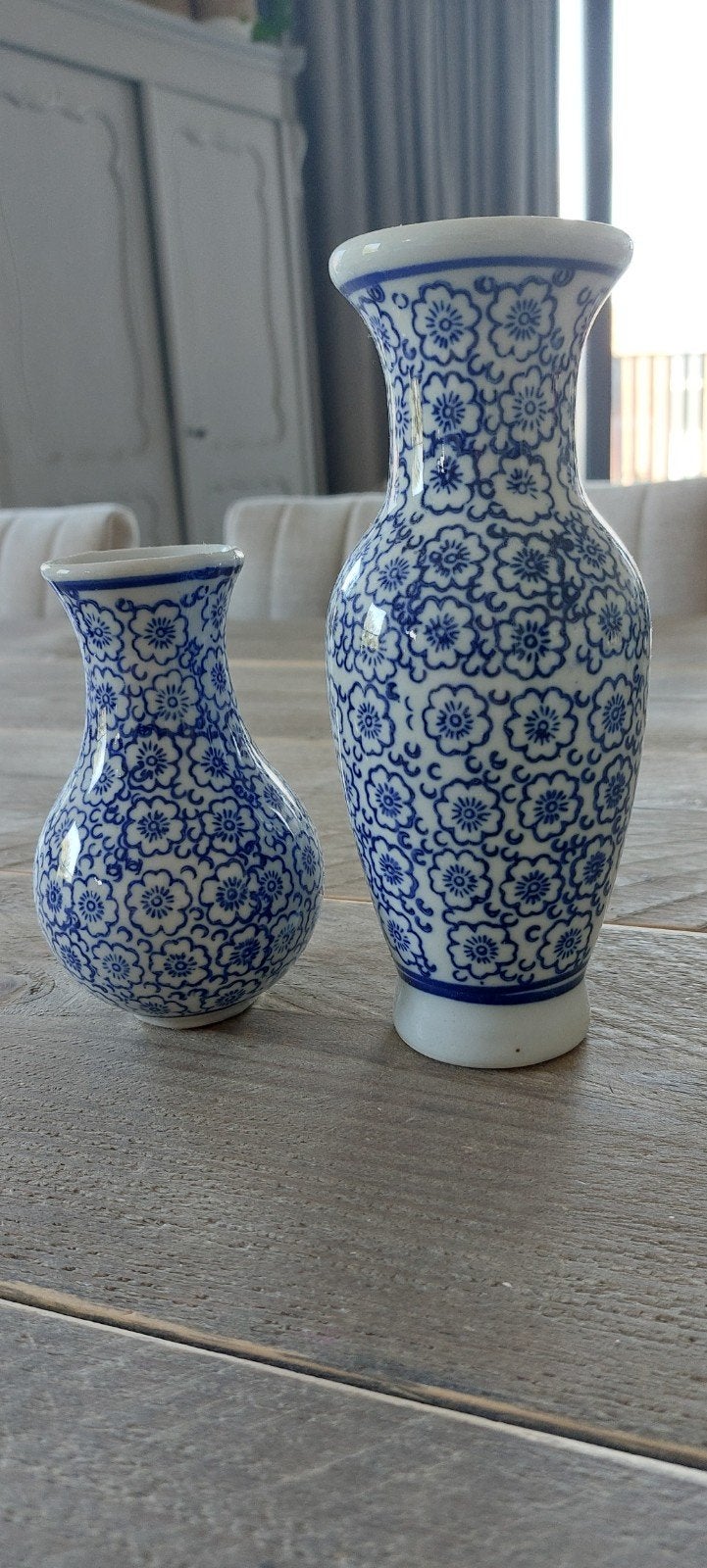 blauw witte vaasjes, Ophalen, Blauw