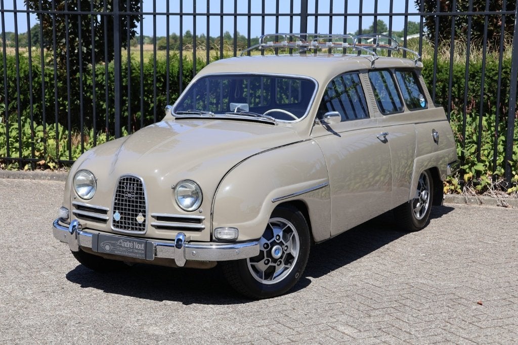 1964 Saab 95 station Bullnose, Auto's, Overige modellen, Bruin, Handgeschakeld, Grijs