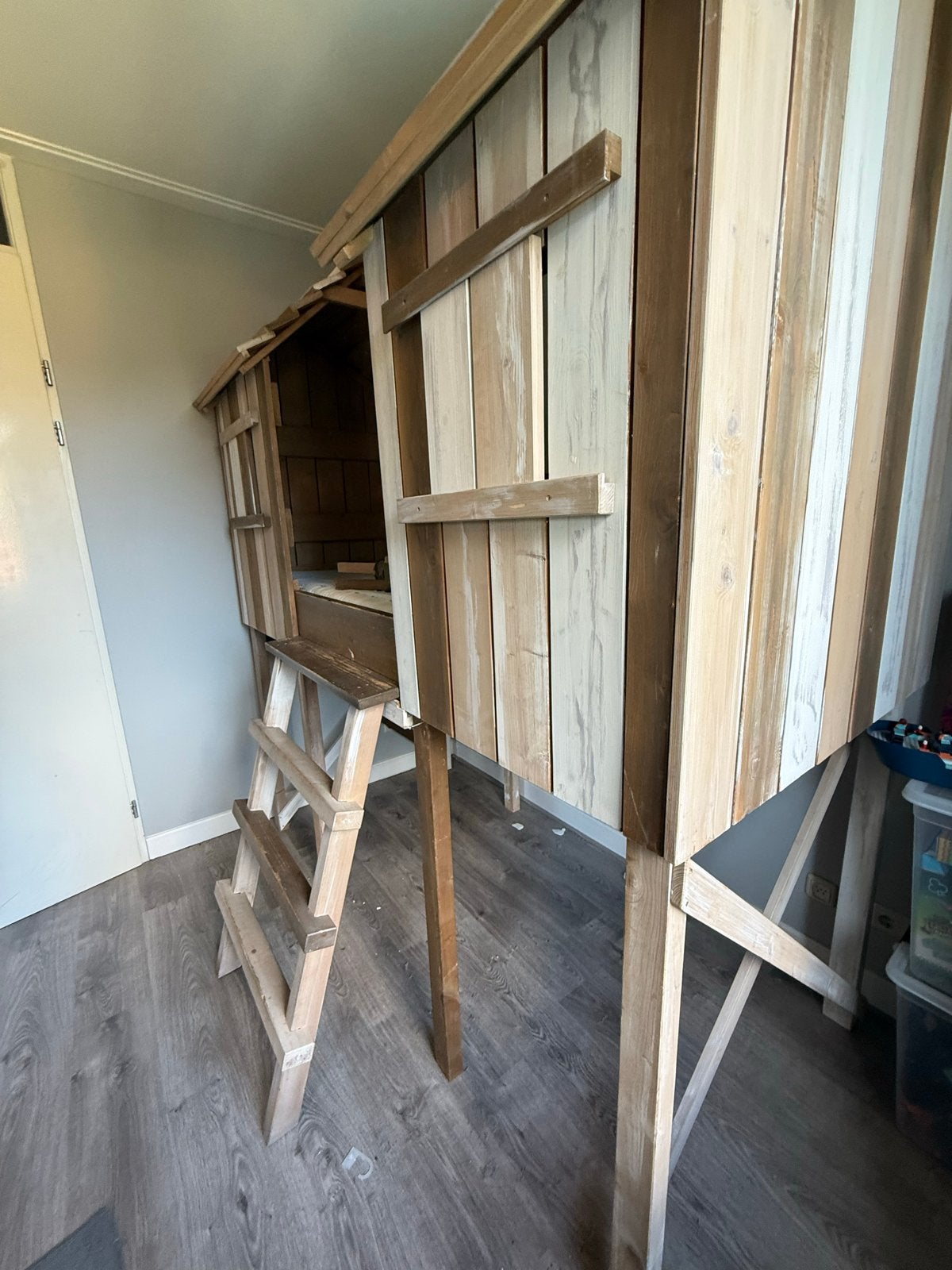 Hoogslaper, boomhut bed 90x200, Ophalen, 85 tot 100 cm, Gebruikt, Hoogslaper of Stapelbed