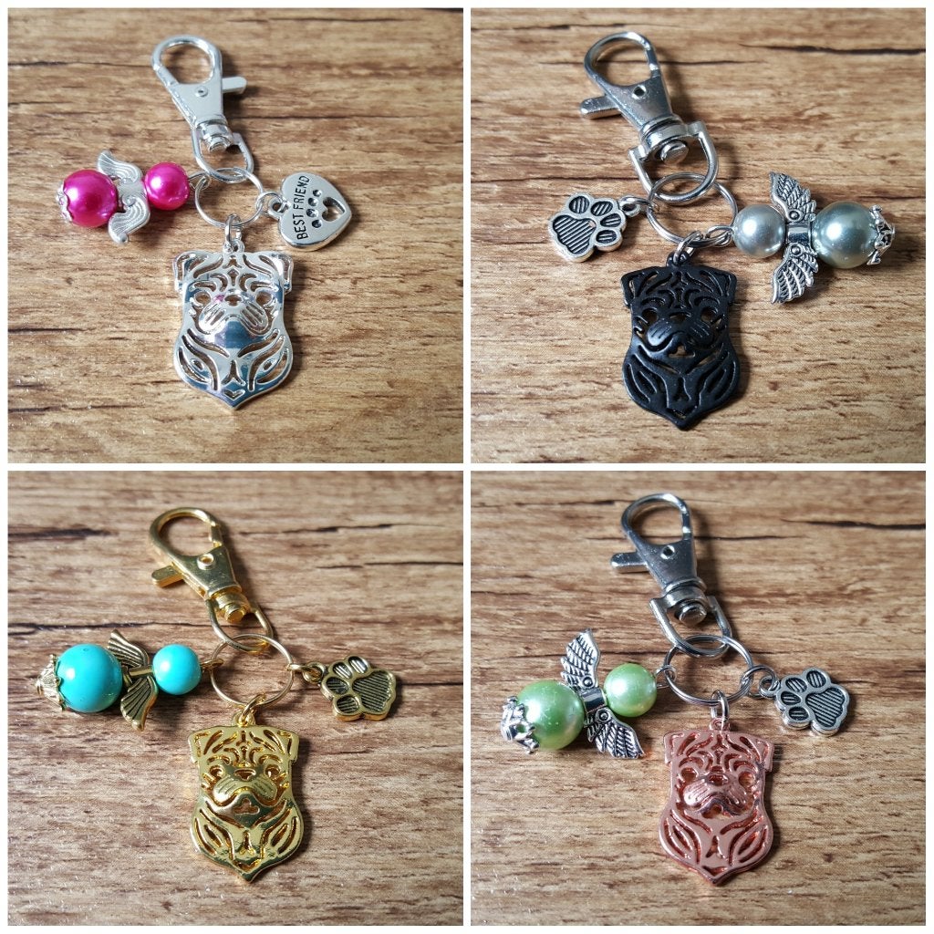 Tashanger Sleutelhanger Pug Mopshond guardian angel, Verzamelen, Verzenden, Nieuw, Dier of Natuur