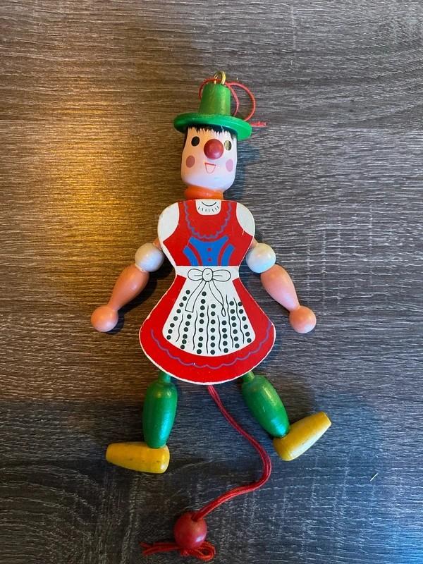Vintage houten trekpop - ca. 20cm, Ophalen of Verzenden