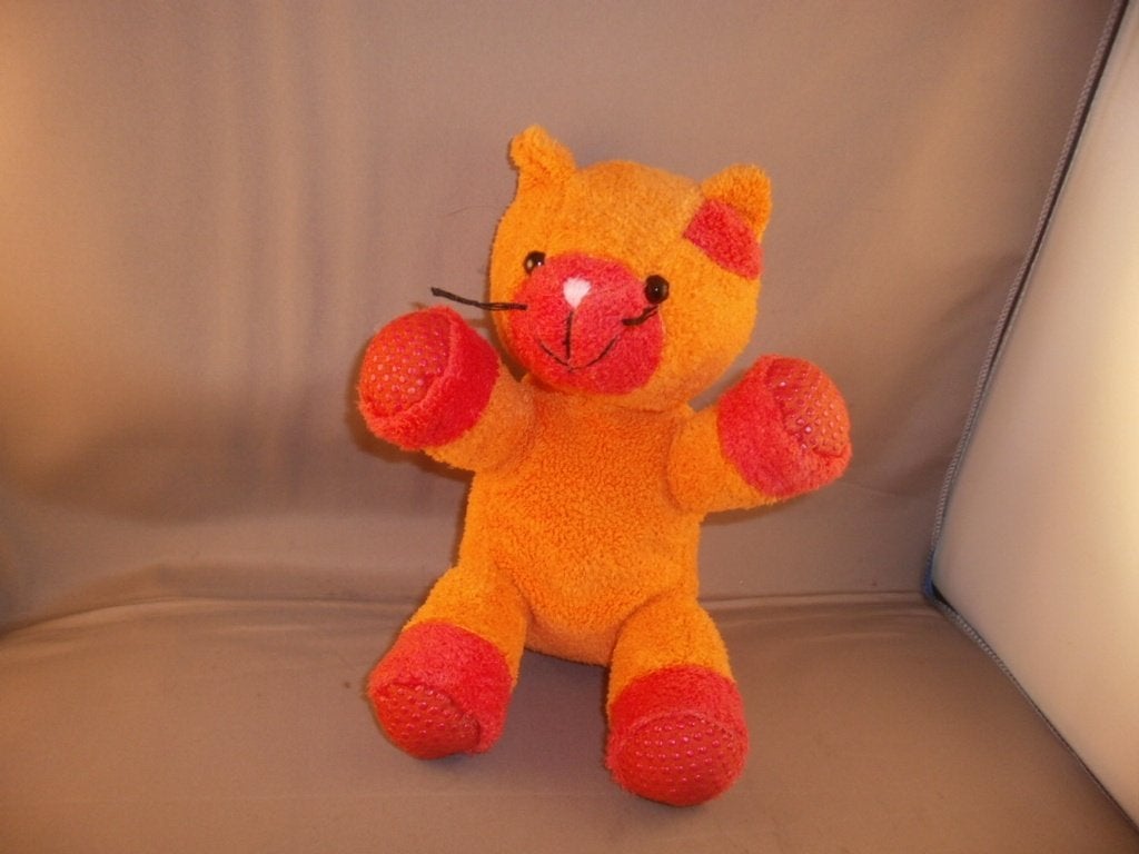 unitoy kat/poes oranje rode snuit/poten antislip en bij oor, Oranje, Overige merken, Korrelvulling, Ophalen of Verzenden