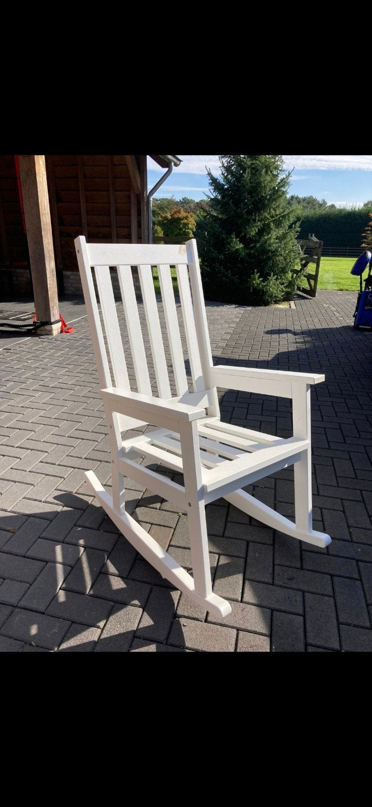 Comfortabele Houten Schommelstoel - Wit, Huis en Inrichting, Stoelen, Ophalen, Gebruikt, Eén, Hout