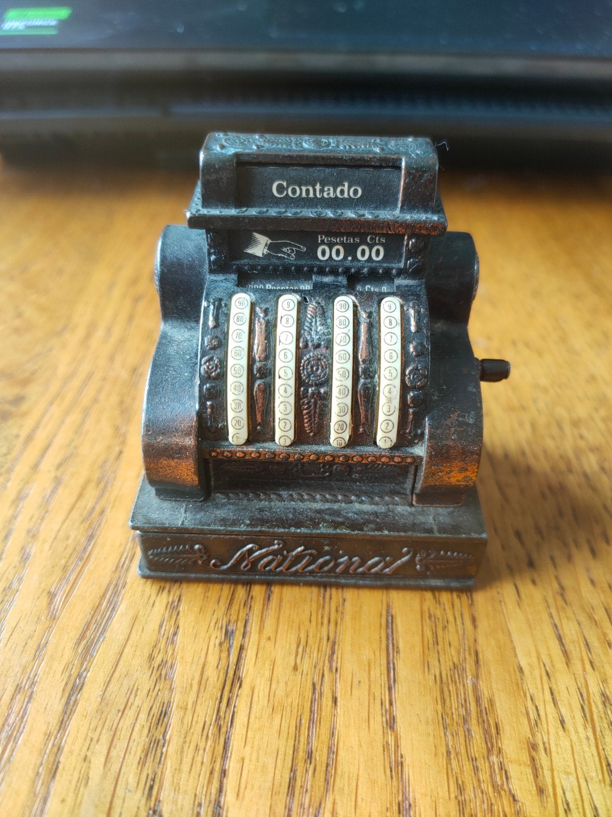 Vintage Playme Mini Kassa Potloodslijper - Brons Look, Ophalen of Verzenden