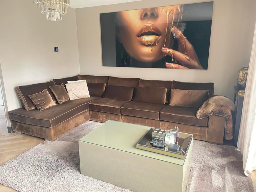 Luxe Eric Kuster stijl bank - 3,45m - Topstaat, Ophalen, 100 tot 125 cm, Hoekbank, 300 cm of meer