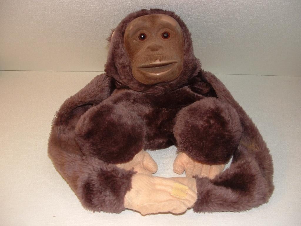 TAKSI AAP HANDPOP PLUCHE BRUIN/ECRU MET HARD, Ophalen of Verzenden, Nieuw, Overige typen