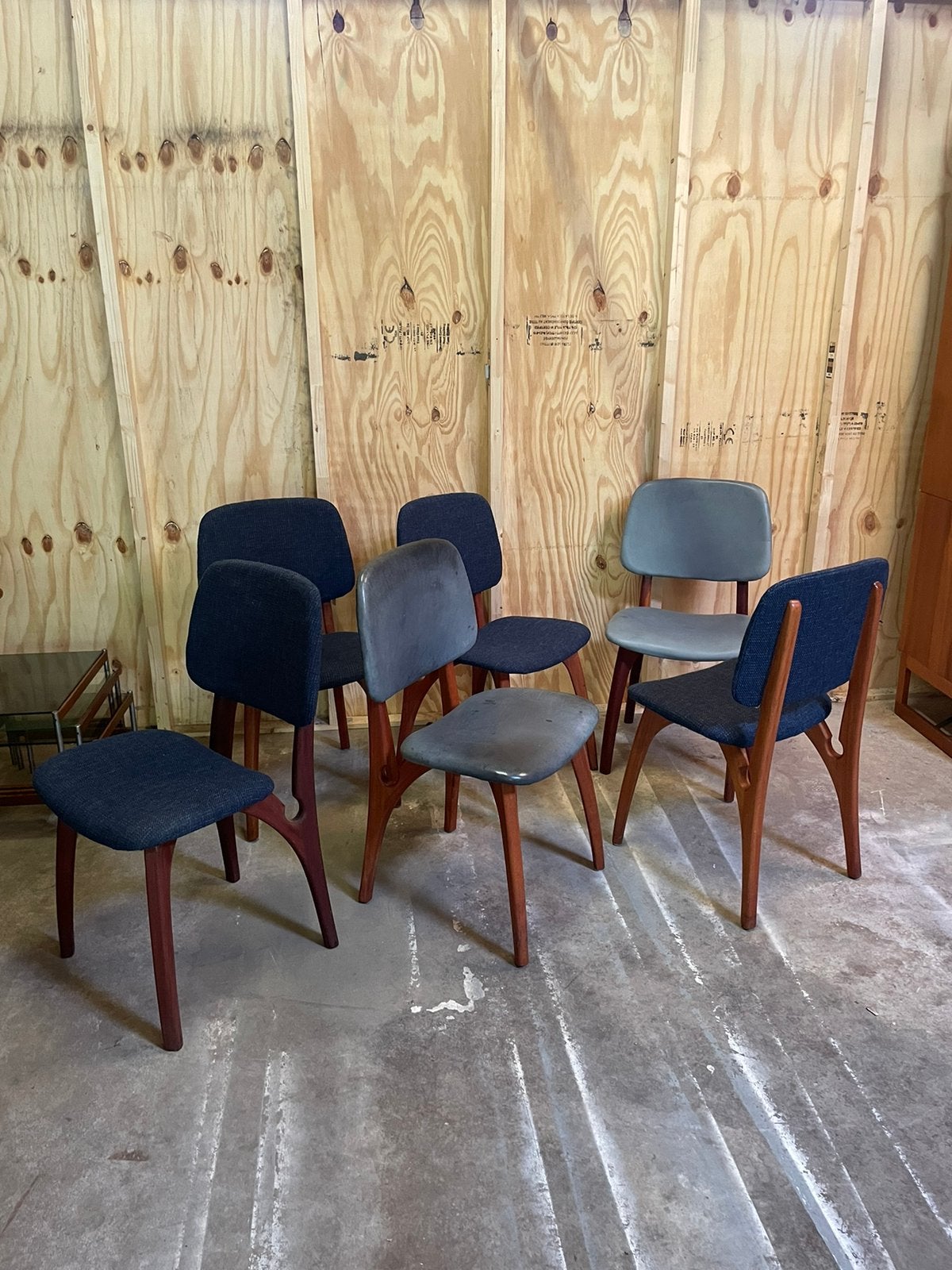 Vintage design stoelen retro teak Louis Van Teeffelen, Ophalen, Gebruikt, Vijf, Zes of meer stoelen