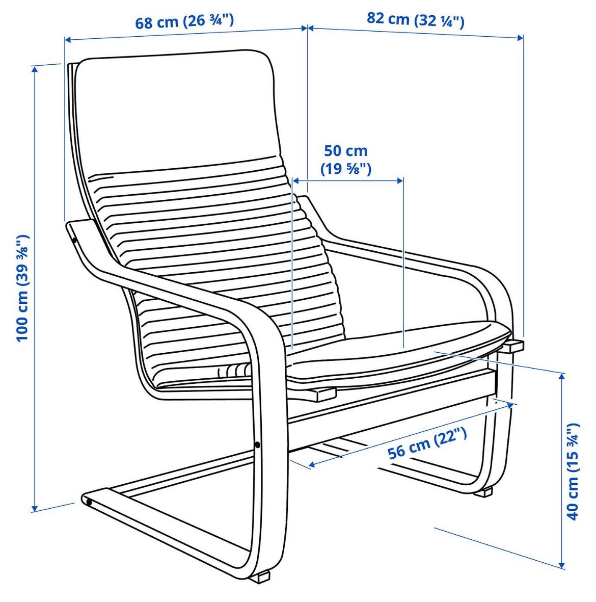 Poäng stoel en voetenbankje IKEA ZGAN, Ophalen, 75 tot 100 cm, Zo goed als nieuw, 50 tot 75 cm