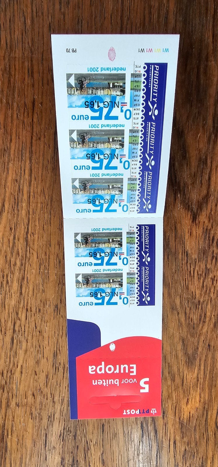 Postzegelboekje PB 70 - 5x Priority post buiten Europa, Verzenden