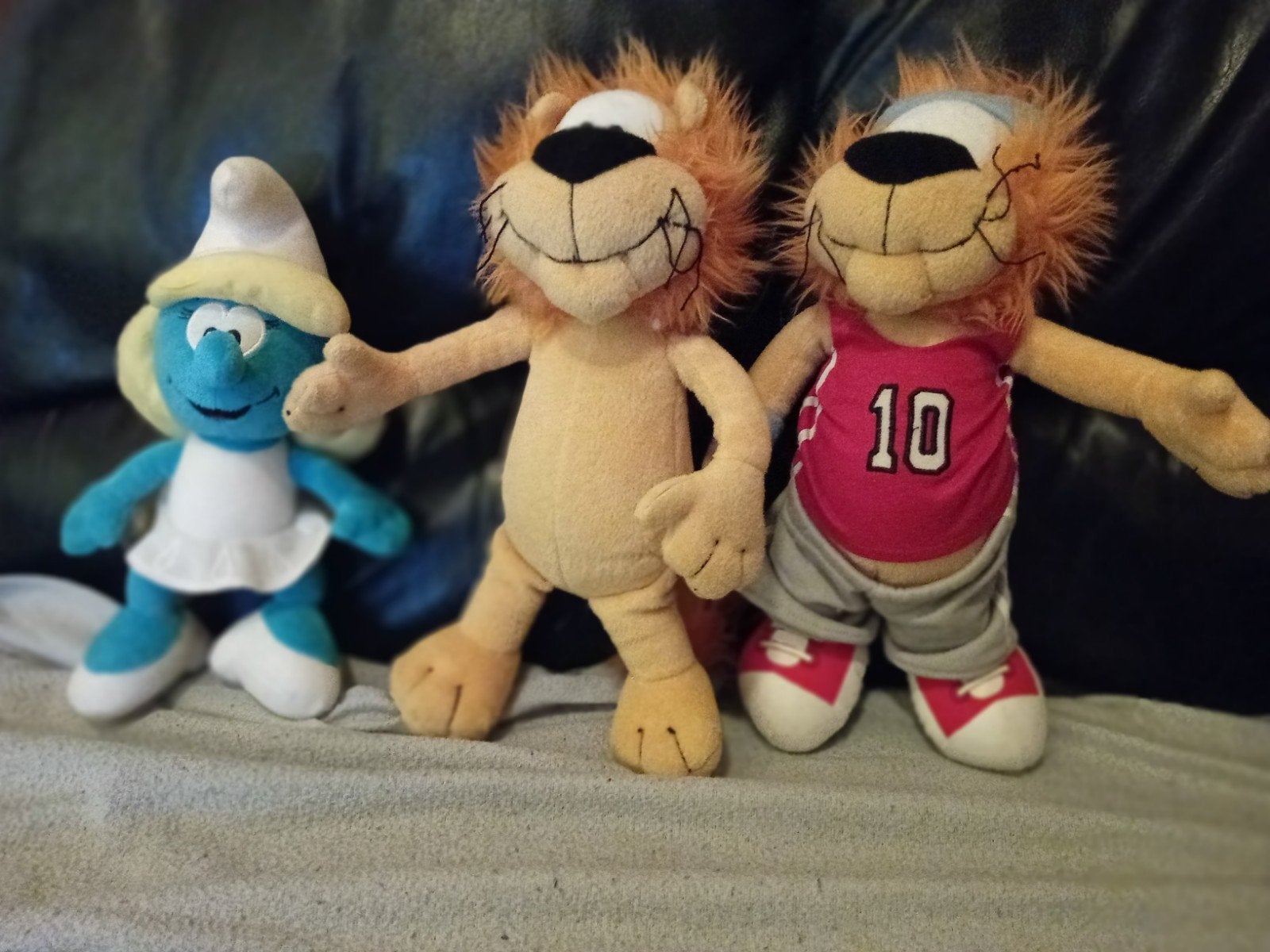 KNUFFELS VAN SMURFIN EN LEEUW.   €8--  PER STUK, Ophalen of Verzenden, Zo goed als nieuw, Smurfin, Poppetje, Figuurtje of Knuffel