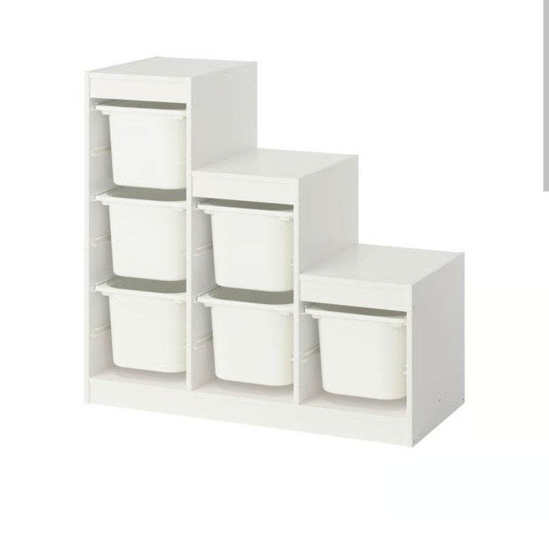 Witte IKEA Trofast kast met zwart-witte bakken, Ophalen, Gebruikt
