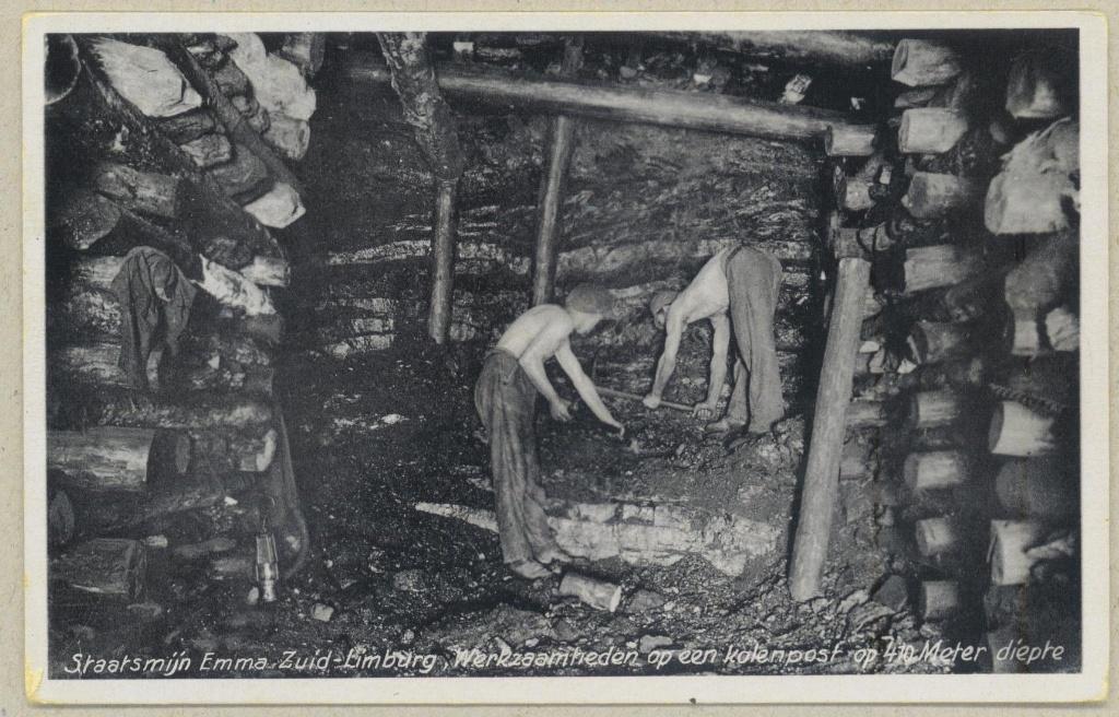 Staatsmijn Emma Hoensbroek - Werkzaamheden op een kolenpost, Verzenden, 1920 tot 1940, Ongelopen, Limburg