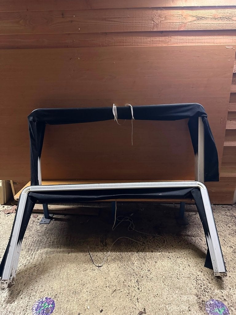 2 zwarte markiezen 160x80 cm met weerplekken, Tuin en Terras, Zonneschermen, Ophalen, Gebruikt, Minder dan 250 cm, Markies