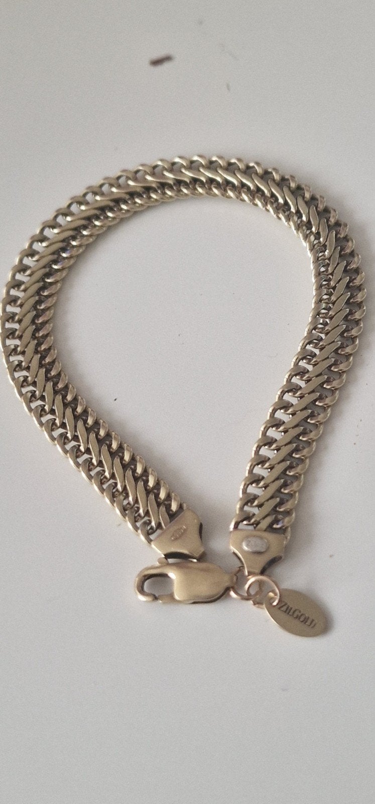 Prachtige Zilgold Dubbele Gourmet Armband., Ophalen, Zo goed als nieuw