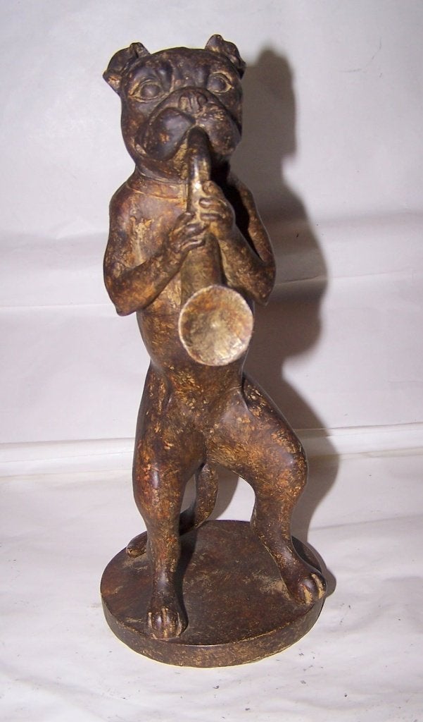 Prachtig beeld Boxer als saxofoonspeler. H. 23cm. Nwst., Art nouveau, Ophalen of Verzenden, 20 - 50 cm, Handgemaakt