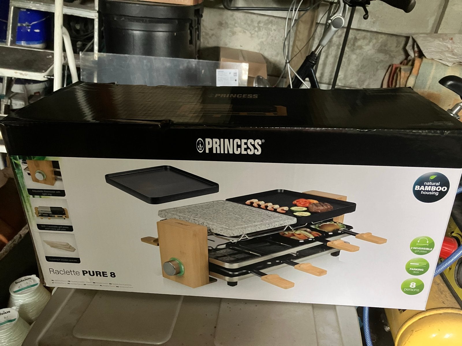 Princess Raclette Pure 8 Gourmetstel met Bamboe, Witgoed en Apparatuur, Ophalen of Verzenden, Nieuw, 8 personen of meer