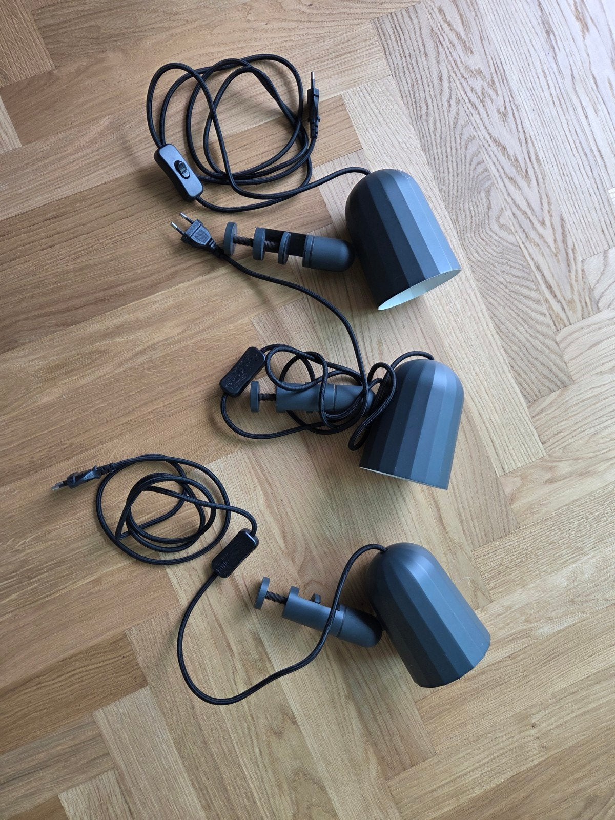 HAY Noc Clip Lamp - Grijs / Antraciet - 3 stuks, Overige merken, Gebruikt, Grijs, E14 (klein)