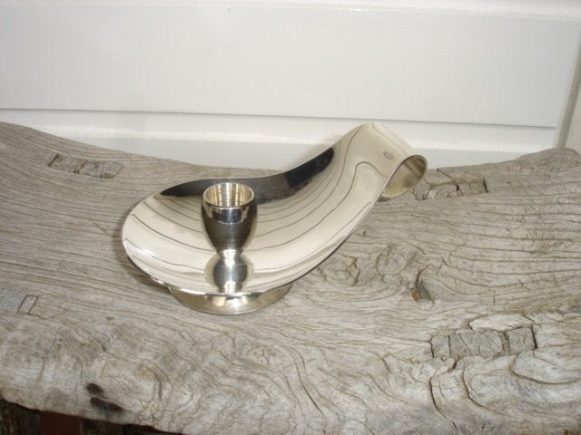 Verzilverde modernistische design blaker / kandelaar jr 60, Gebruikt, 7 cm, Ophalen of Verzenden, Kandelaar