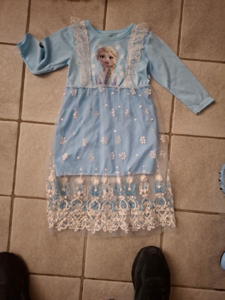 Elsa Frozen jurk met lange mouwen en kant, Kleding | Dames, Maat 38/40 (M), Blauw, Frozen, Ophalen of Verzenden