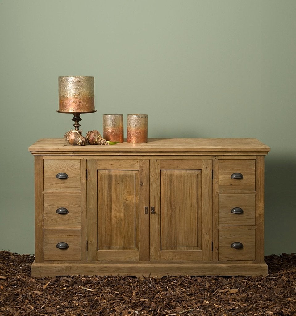 ACTIE 10% Dressoir Bologna Teak Hout (Woonprogramma Bologna), Met deur(en), Landelijke dressoir kast teak hout gratis bezorging