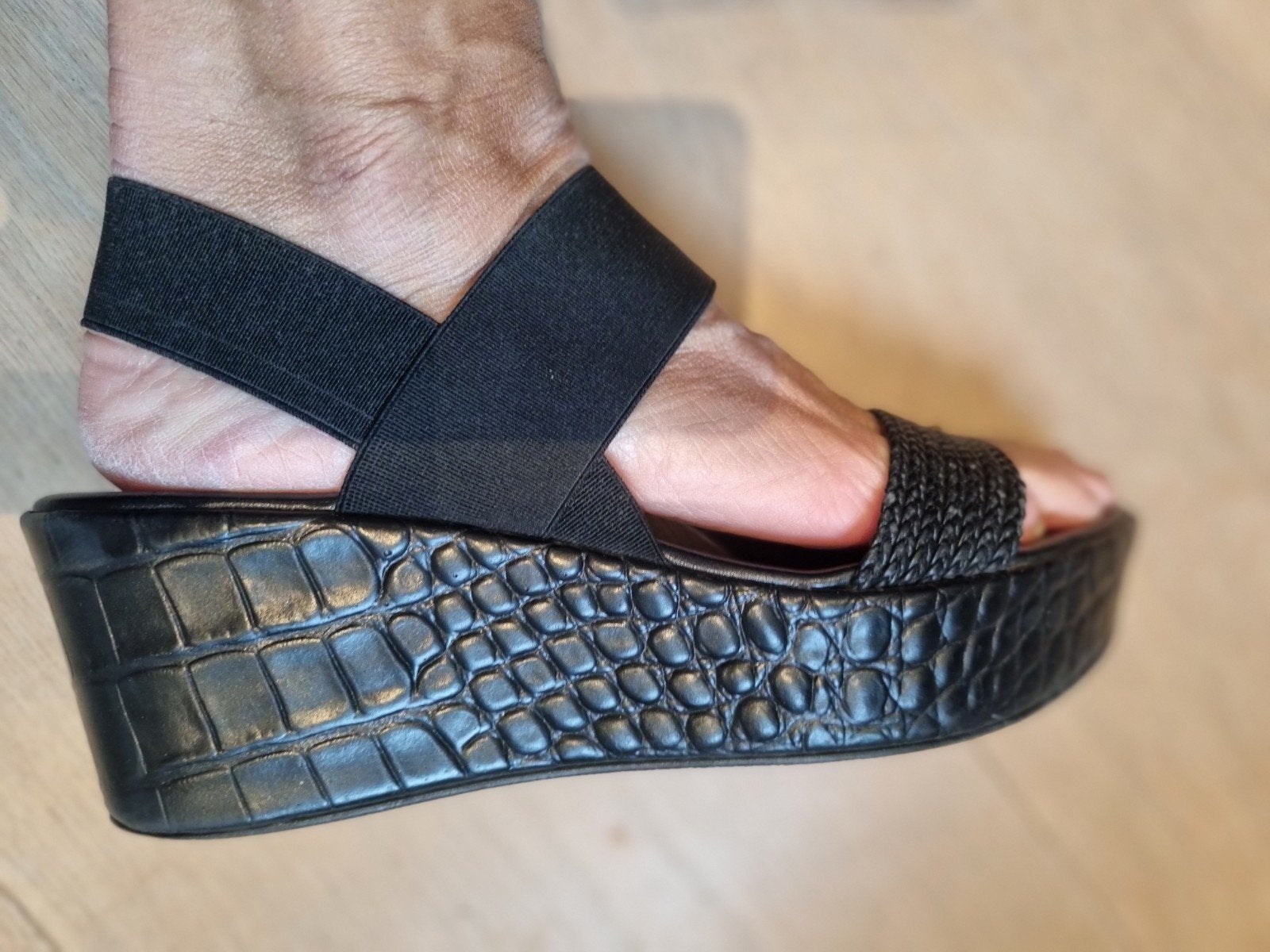 Zwarte sandalen met sleehak, maat 39, Zwart, Rapisardi Firenze, Sandalen of Muiltjes, Ophalen of Verzenden