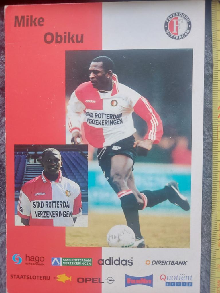 Feyenoord Spelerskaart Mike Obiku Aanvaller, Ophalen of Verzenden