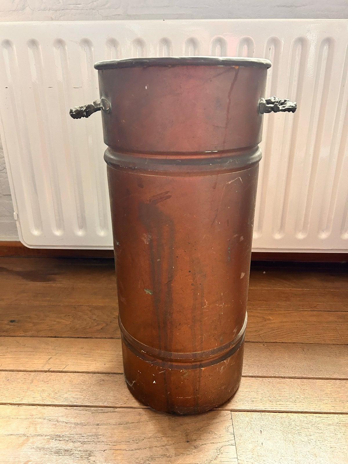 Koper kleurige paraplubak met handvatten, Ophalen, Koper
