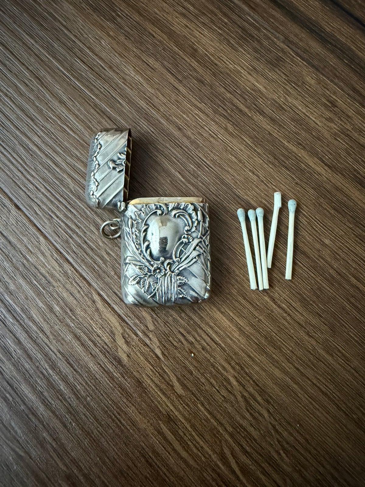 Antiek zilver luciferdoosje / Vesta Case – ca. 1900, Ophalen of Verzenden, Gebruikt, Luciferdoosjes of -merken