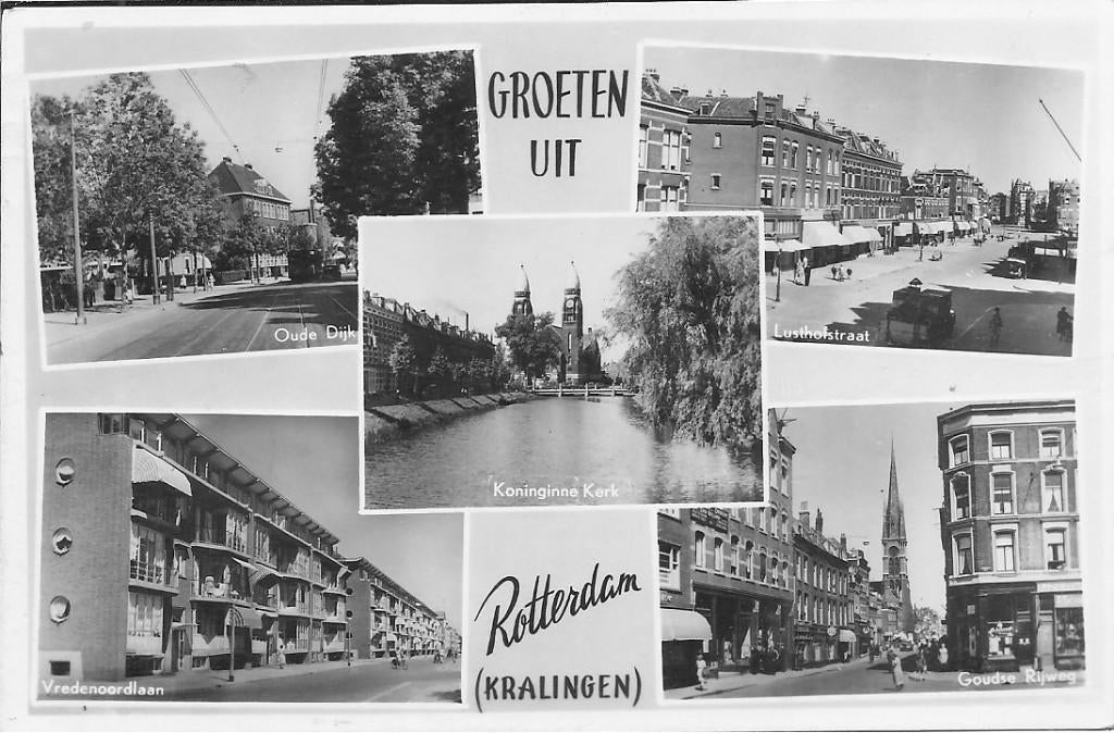 Groeten uit Rotterdam Kralingen., Ophalen of Verzenden, 1940 tot 1960, Gelopen, Zuid-Holland