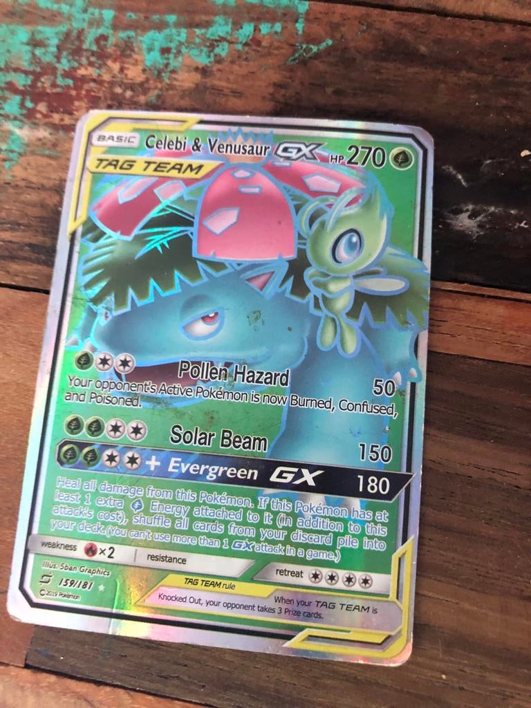 Celebi & Venusaur GX TAG TEAM Pokémon Kaart, Hobby en Vrije tijd, Verzamelkaartspellen | Pokémon, Ophalen of Verzenden, Zo goed als nieuw