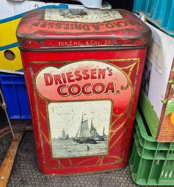 groot A. Driessen Cacao Winkelblik voor 12,5 kg., Ophalen of Verzenden, Gebruikt, Overige