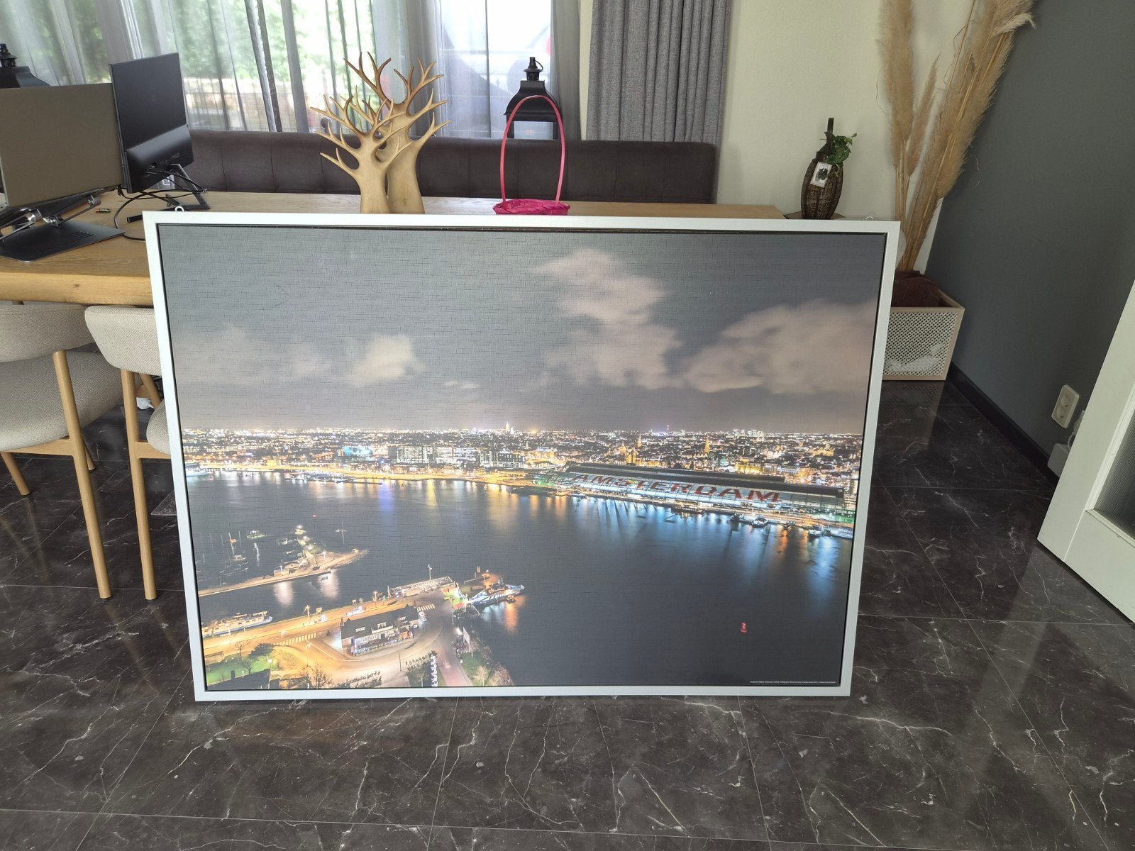 Prachtig Canvas Amsterdam Nachtzicht - 140x100 cm, Ophalen, 125 cm of meer, 75 – 100, Print