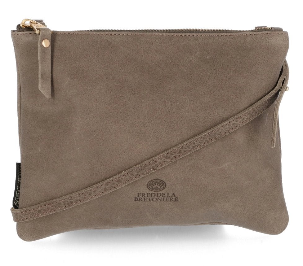 Prachtige leren tas van Fred de la Bretoniere taupe, Sieraden, Tassen en Uiterlijk, Tassen | Schoudertassen, Nieuw, Grijs, Leer