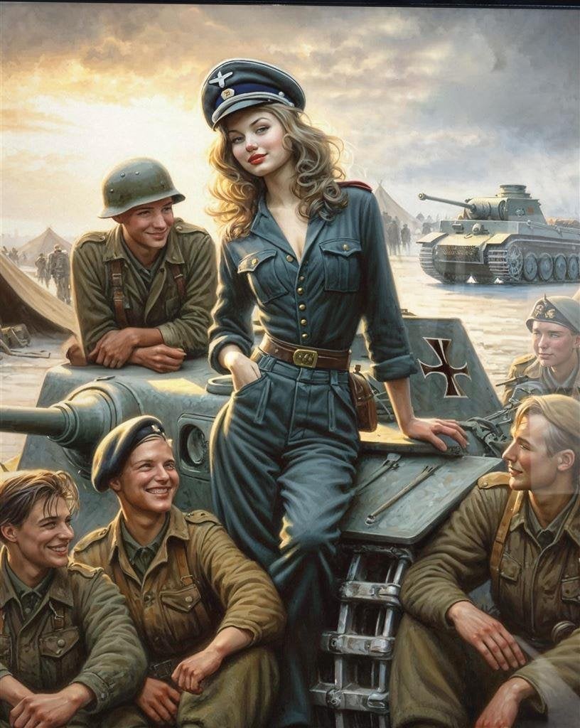Wehrmacht Duitsland Pin Up Propaganda Poster in Lijst, Verzenden, Duitsland, Foto of Poster