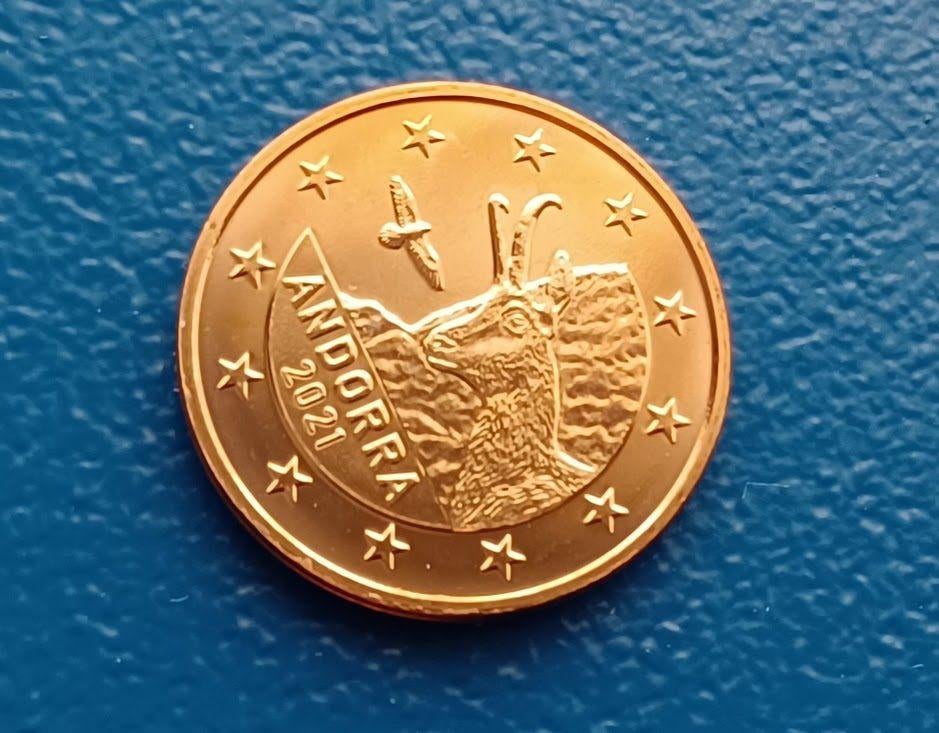 Andorra 2 Eurocent - 2021 UNC, Verzenden, Overige landen, 2 cent, Losse munt