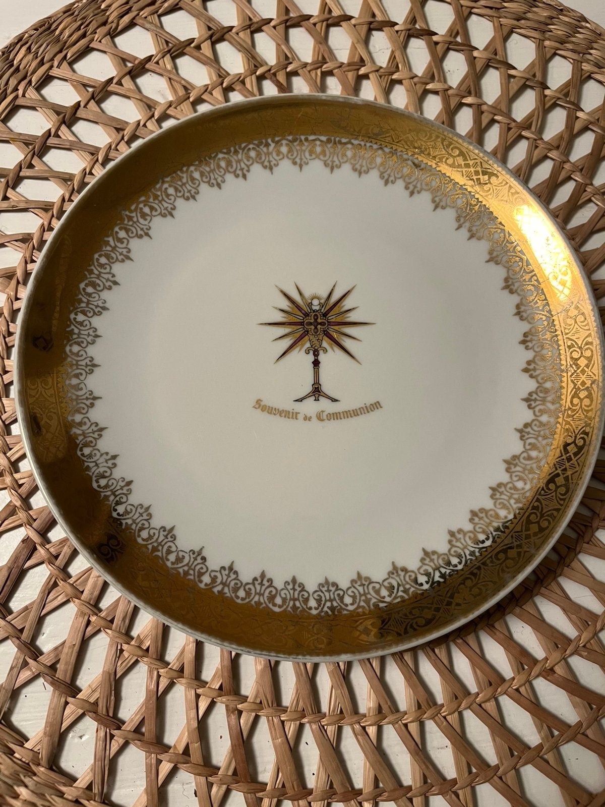 Prachtig Frans porselein communie bord, Ophalen of Verzenden