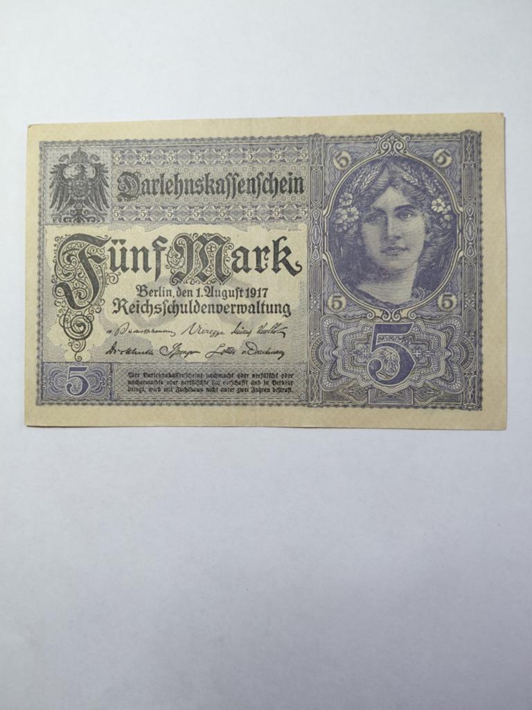 Duitse 5 mark ww1 1917, Postzegels en Munten, Bankbiljetten | Europa | Niet-Eurobiljetten, Ophalen of Verzenden, Duitsland