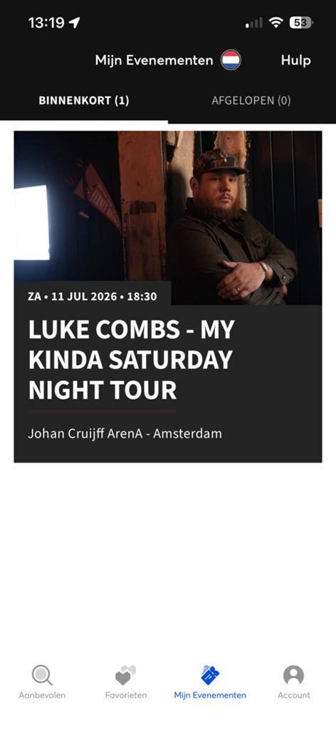 2x zitplaats ticket luke combs 11 juli!!, Twee personen