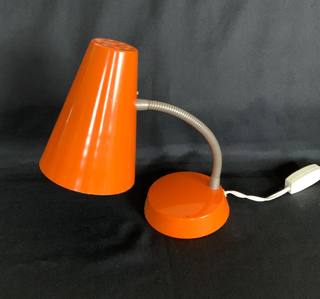 Vintage oranje bureaulampje met buigarm, Ophalen, Minder dan 50 cm