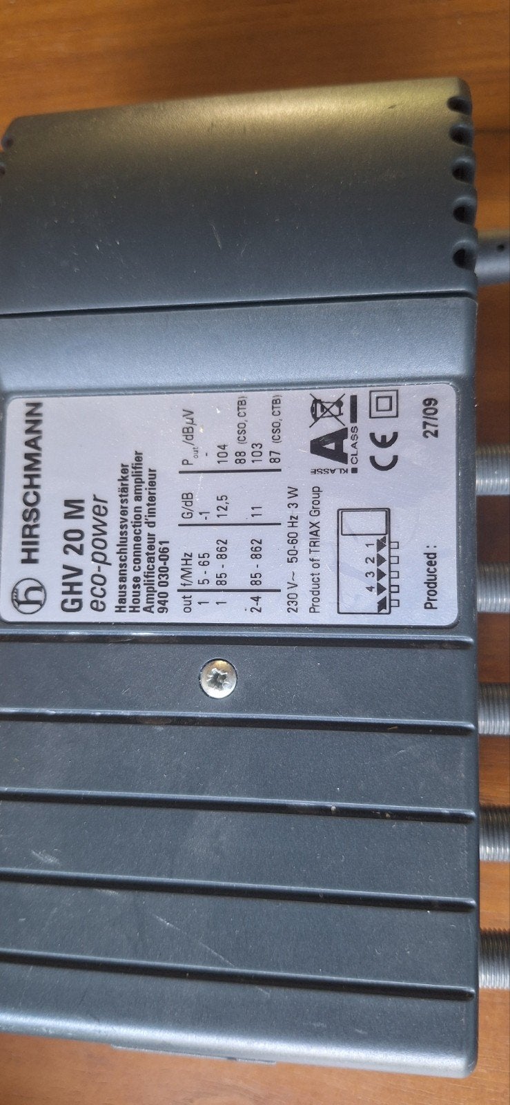 Hirschmann GHV 20 M Coax Antenneversterker, Ophalen of Verzenden, Gebruikt, Overige kabels