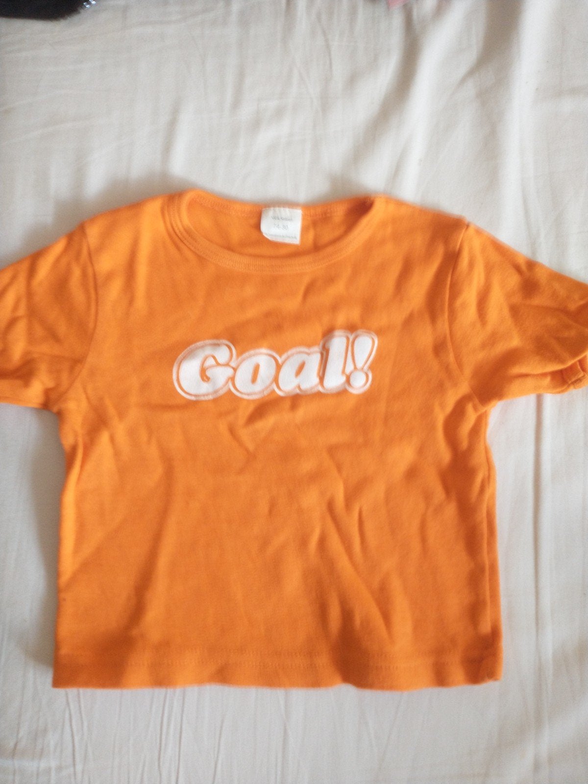 Oranje shirt maat 74-80, Ophalen of Verzenden, Gebruikt, Jongetje of Meisje, Shirtje of Longsleeve