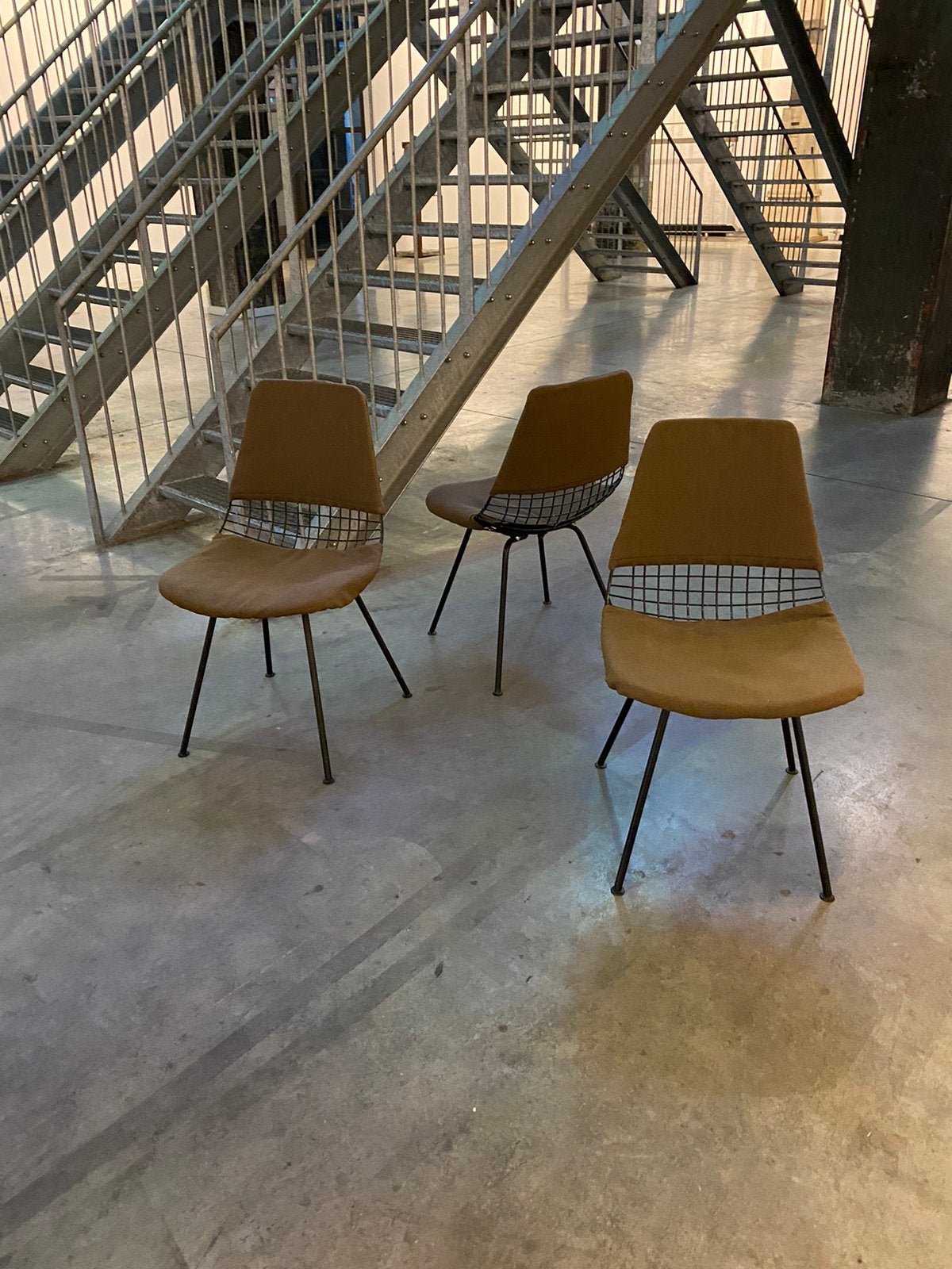 3 vintage stoelen jaren 50 floris fiedeldij artimeta draad, ., 2de hands, Ophalen of Verzenden, Zo goed als nieuw