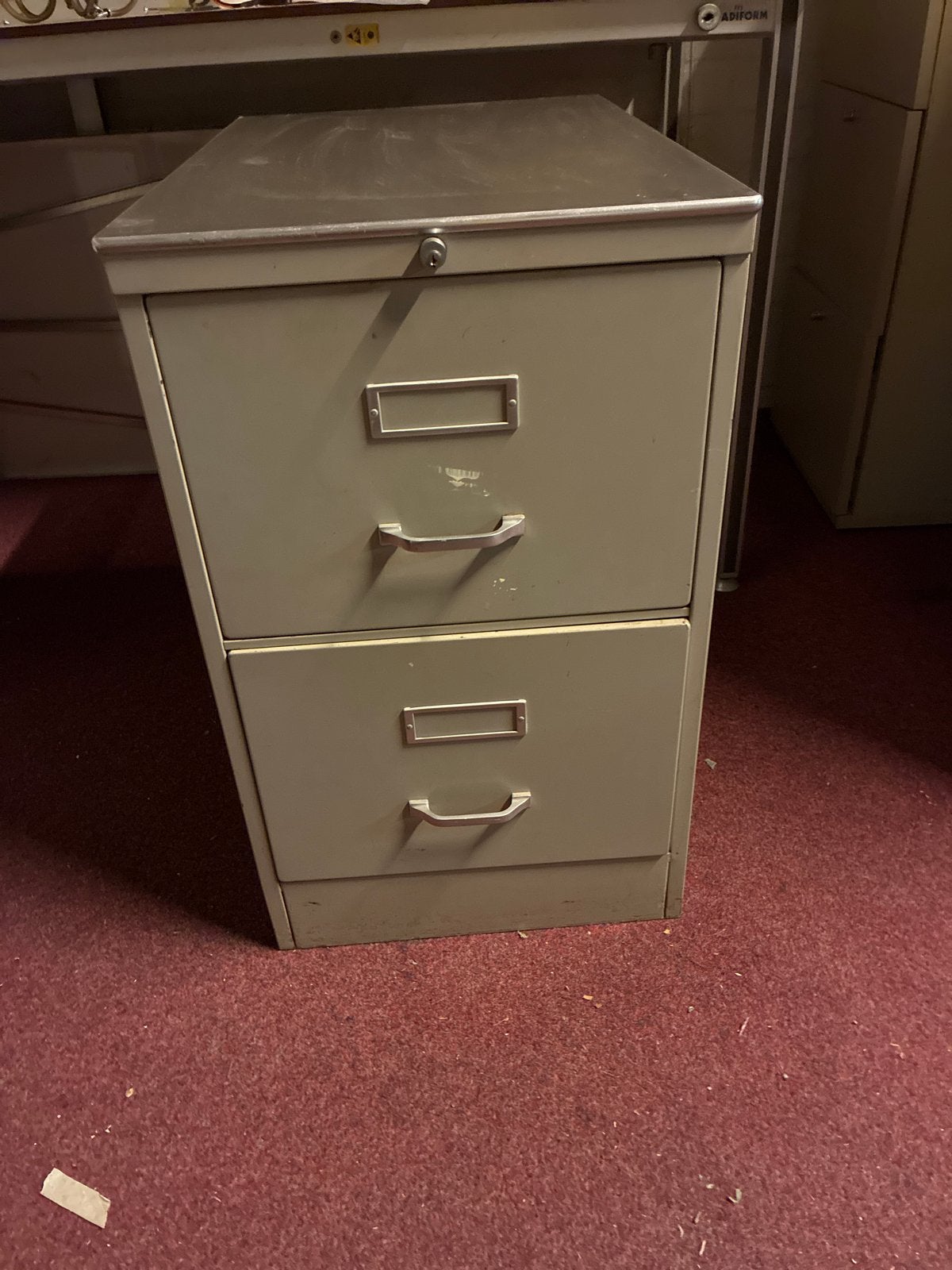 Metalen archiefkast met 2 lades - Gebruikt, Huis en Inrichting, Kasten | Roldeurkasten en Archiefkasten, Ophalen, Gebruikt, 100 tot 150 cm