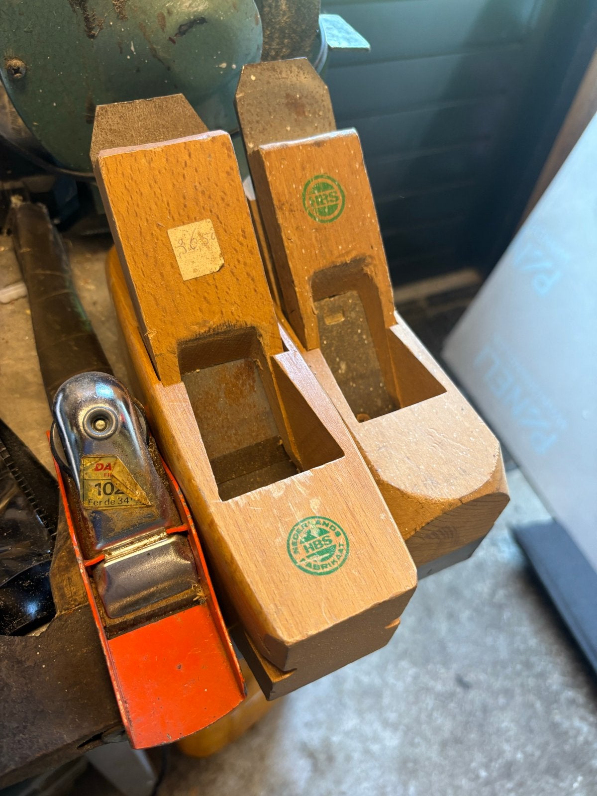 Set van 3 schaven: 2x HBS hout en 1x metaal, Doe-het-zelf en Verbouw, Gereedschap | Handgereedschap, Ophalen of Verzenden, Gebruikt