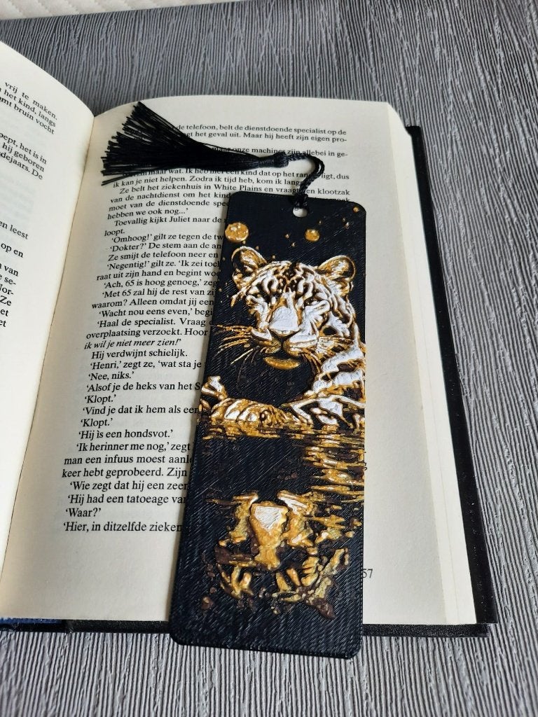 3D Boekenlegger Tijger Spiegeling - Geen Karton/Acryl, Ophalen of Verzenden, Nieuw