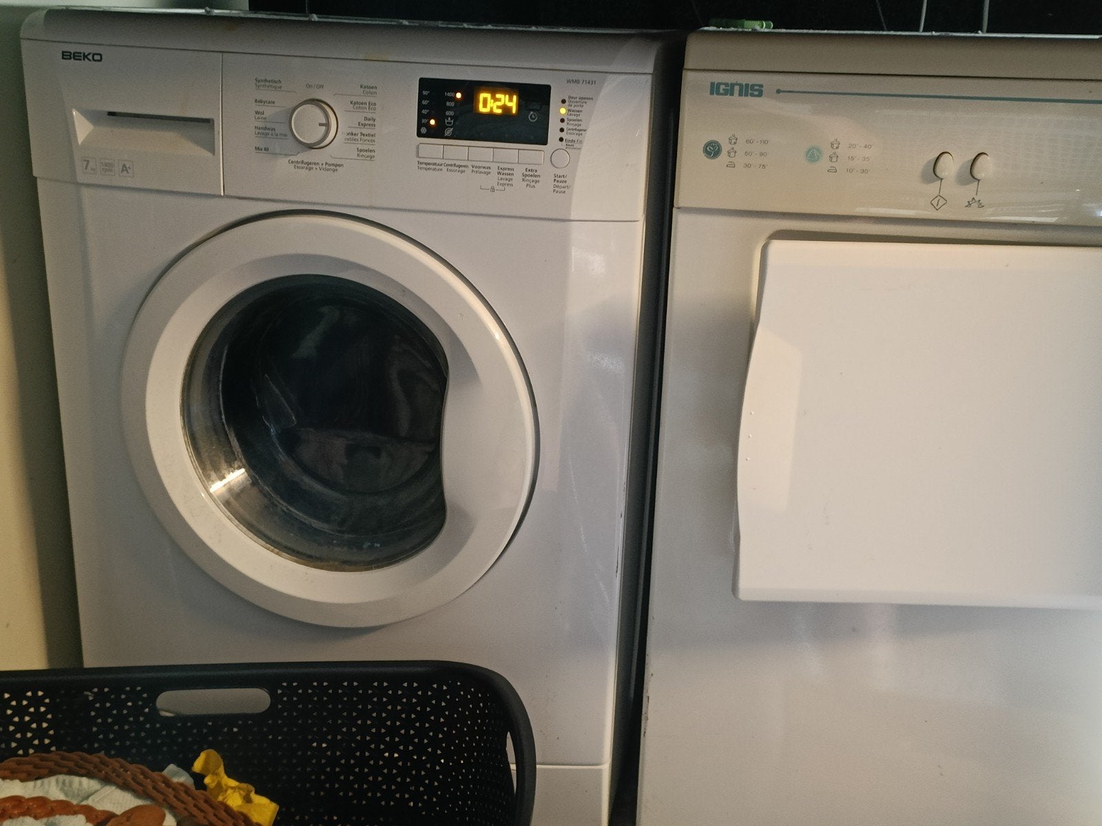 Beko Wasmachine 7kg 1400 toeren A+ Voorlader, Ophalen, Gebruikt, Energieklasse A of zuiniger, Voorlader